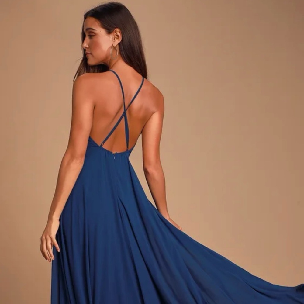 Lulu’s Mythical Kind of Love Maxi Dress, Royal Blue, size Small